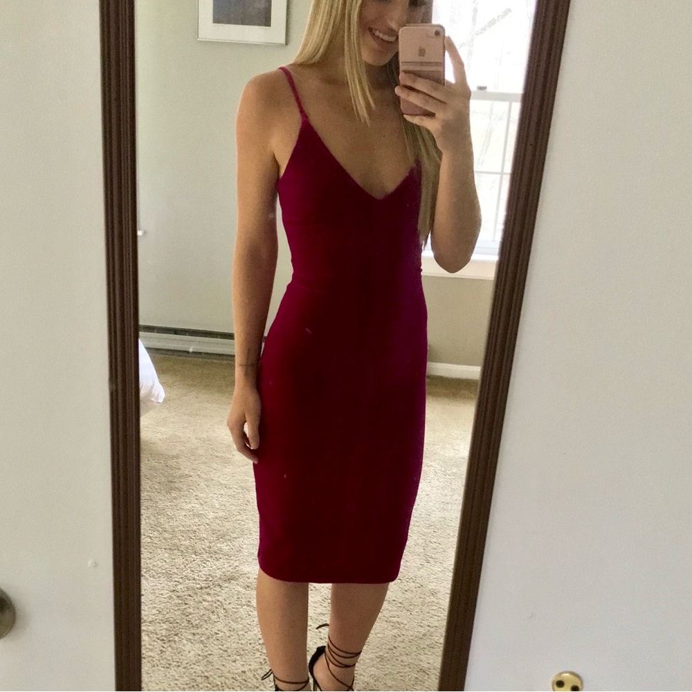 Amanda Uprichard Montecarlo Velvet Dress in Magenta